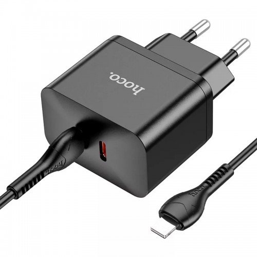 Сетевое зарядное устройство Hoco N29 PD Lightning (2xType-C, 35W/Cable Type-C to Lightning) black