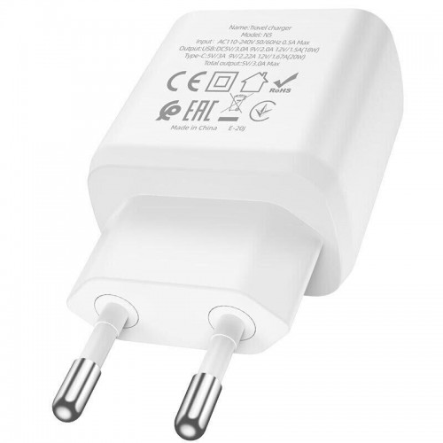 СЗУ Hoco N5 PD+QC3.0 (USB, Type-C, 20W) White