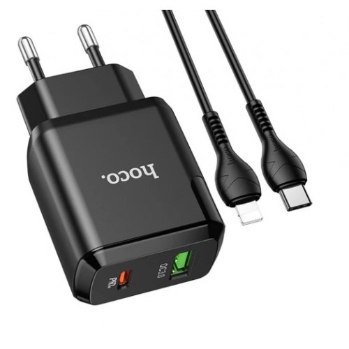 МЗП Hoco N5 PD+QC3.0 Lightning (USB, Type-C, 20W/Cable Type-C to Lightning) black