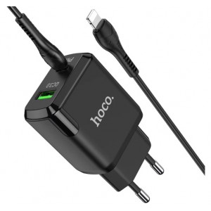 МЗП Hoco N5 PD+QC3.0 Lightning (USB, Type-C, 20W/Cable Type-C to Lightning) black