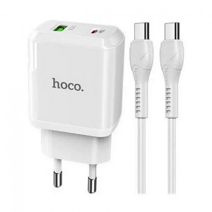 Сетевое зарядное устройство Hoco N5 PD+QC3.0 Type-C (USB, Type-C, 20W/Cable Type-C to Type-C) white