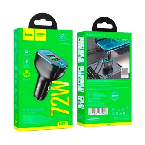 АЗУ Hoco NZ11 PD+QC3.0 (2xUSB, 2xType-C, 72W) black