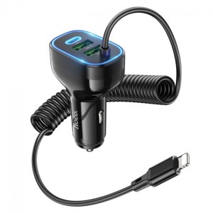АЗУ Hoco NZ11A PD+QC3.0 Lightning (2xUSB, Type-C, 30W/Cable Lightning) black