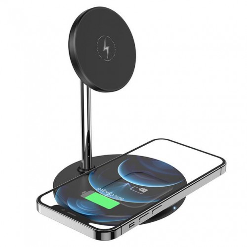 БЗП Hoco S23 2in1 Magnetic Wireless Charger Holder 15W black