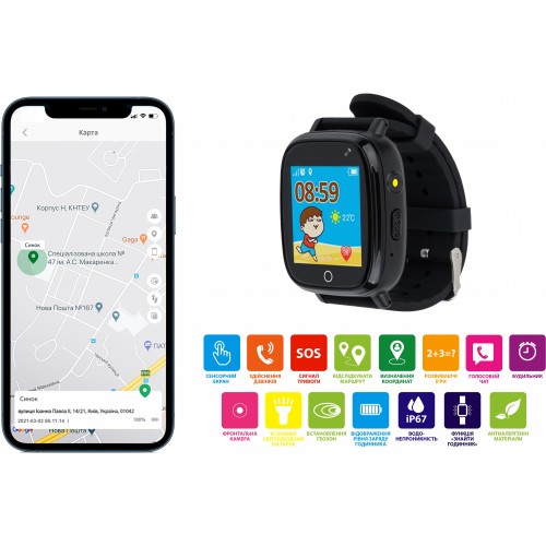Детские смарт-часы AmiGo GO001 iP67 black
