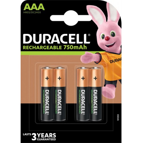 Аккумулятор Duracell HR03 AAA 750mAh, 1x4шт.