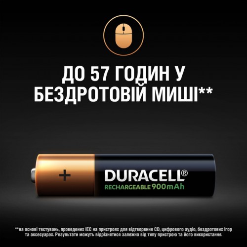 Акумулятор Duracell HR03 AAA 900mAh, 1x4шт.