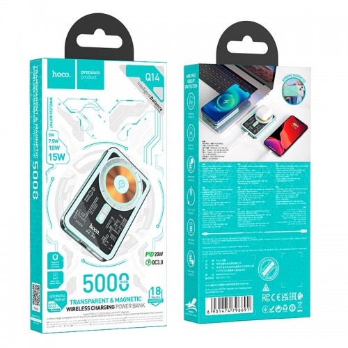 УМБ HOCO Ice Crystal magnetic fast charging power bank Q14 5000mAh |Type-C, QC/PD, 20W/3A|