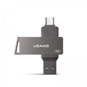 Флешка USAMS Type-C OTG USB3.0 Rotatable High Speed Flash Drive 16GB US-ZB198 grey