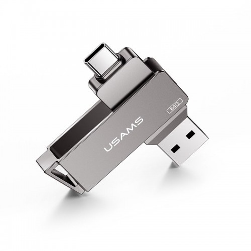 Флешка USAMS Type-C OTG USB3.0 Rotatable High Speed Flash Drive 128GB US-ZB201 grey