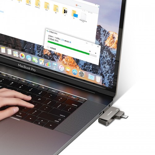 Флешка USAMS Type-C OTG USB3.0 Rotatable High Speed Flash Drive 128GB US-ZB201 grey