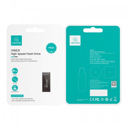 Флешка USAMS USB2.0 High Speed Flash Drive 64GB US-ZB207 grey