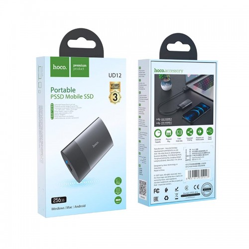 Зовнішній накопичувач HOCO PSSD Mobile SSD UD12 |256GB| black