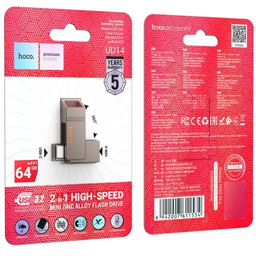 HOCO Clever USB3.2 Type-C mini flash drive (64GB) UD14 |exFAT|