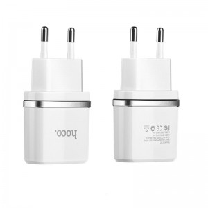 Адаптер мережевий Hoco C12 |2USB, 2.4А| white