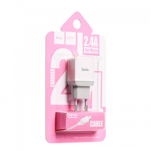 Адаптер сетевой Hoco Micro cable C22A |1USB, 2.4А|