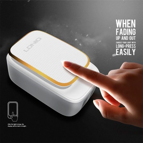 Адаптер мережевий LDNIO Micro USB Cable Touch Light A2205 |2USB, 2.4A| white
