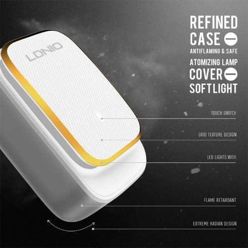 Адаптер мережевий LDNIO Micro USB Cable Touch Light A2205 |2USB, 2.4A| white