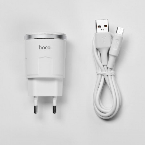 Адаптер сетевой Hoco Thunder Micro cable C37A |1USB, 2.4A|