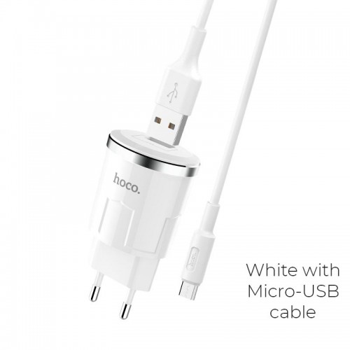 Адаптер сетевой Hoco Thunder Micro cable C37A |1USB, 2.4A|