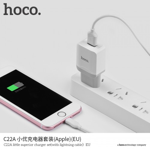 Адаптер сетевой Hoco Lightning cable C22A |1USB, 2.4А|