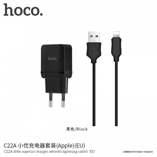 Адаптер сетевой Hoco Lightning cable C22A |1USB, 2.4А|