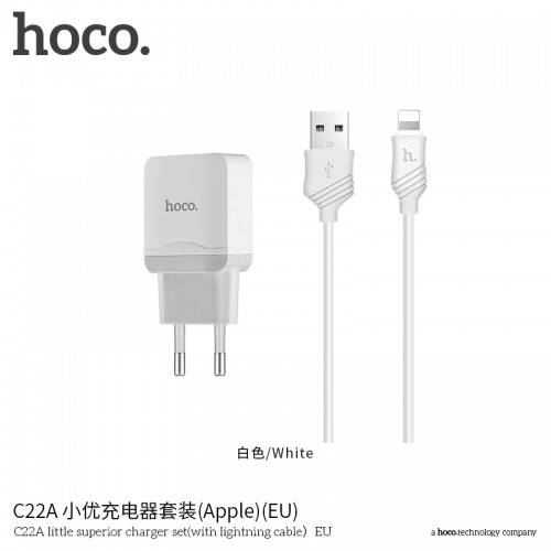 Адаптер сетевой Hoco Lightning cable C22A |1USB, 2.4А|