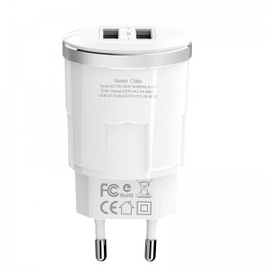 Адаптер сетевой Hoco Thunder C38A |2USB, 2.4A|