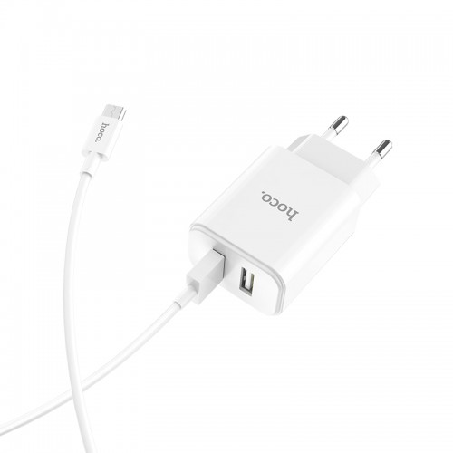 Адаптер сетевой Hoco Micro cable Victoria C62A |2USB, 2.1А|