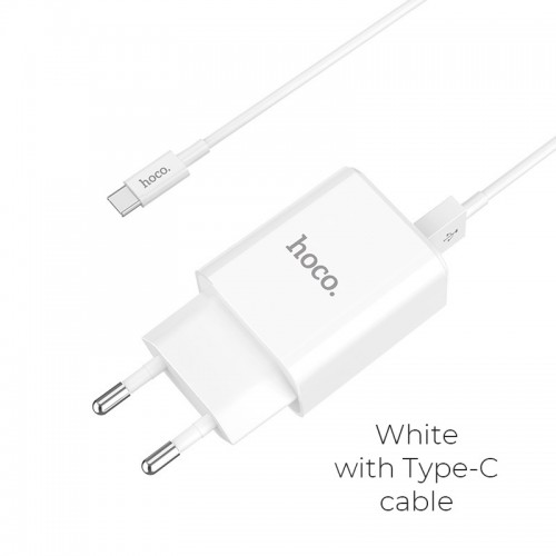 Адаптер мережевий Hoco C62a Victoria with Type - C cable |2USB, 2.1А| white