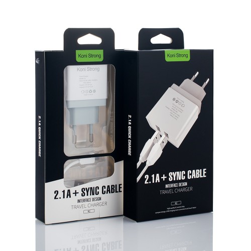 Адаптер мережевий micro cable KONI STRONG K2 |2USB, 2.1A| black