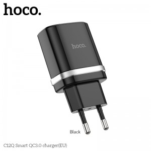 Адаптер мережевий Hoco Smart FCP / AFC C12Q |1USB, 3A, 18W, QC3.0| black