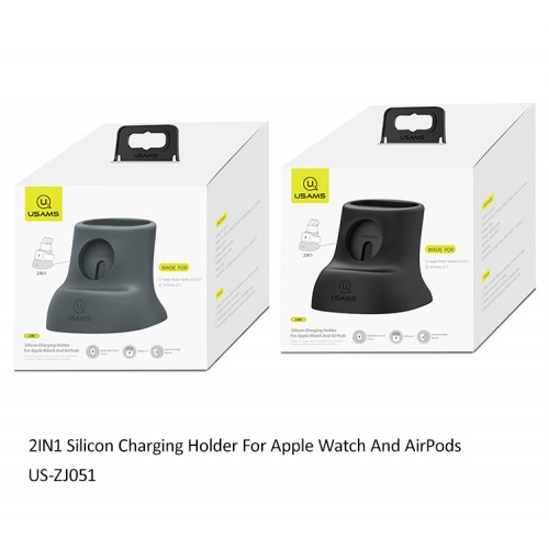 Підставка для зарядки USAMS 2in1 Silicon Charging Holder For Apple Watch And AirPods US-ZJ051 black