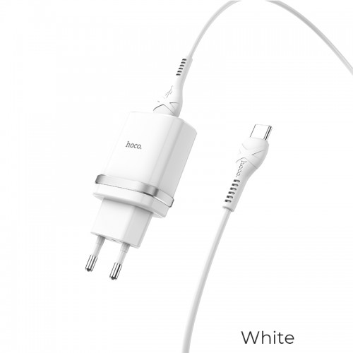 Адаптер мережевий Hoco Type-C Cable Smart FCP / AFC C12Q |1USB, 3A, 18W, QC3.0| black