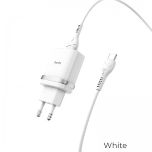 Адаптер мережевий Hoco Type-C Cable Smart FCP / AFC C12Q |1USB, 3A, 18W, QC3.0| white