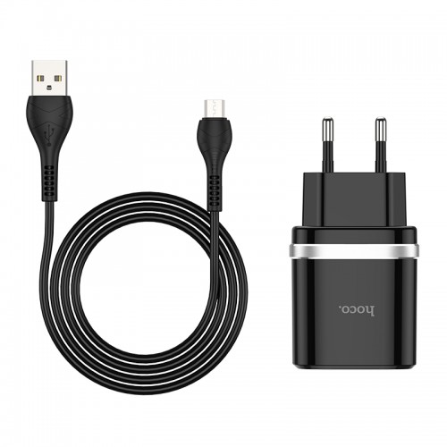 Адаптер мережевий Hoco Micro USB Cable Smart FCP / AFC C12Q |1USB, 3A, 18W, QC3.0| black