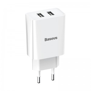 Адаптер мережевий BASEUS Speed Mini Dual U Charger |2USB, 2A, 10.5W| (CCFS-R02) white