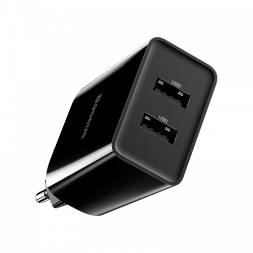 Адаптер мережевий BASEUS Speed Mini Dual U Charger |2USB, 2A, 10.5W| (CCFS-R02) white