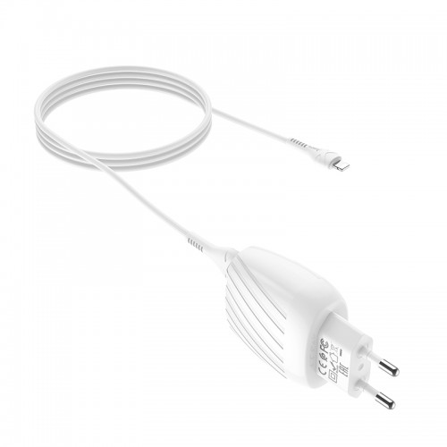 Адаптер мережевий Hoco Lightning Cable Max energy C78A |2USB, 2.4A| white