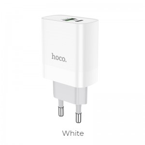 Адаптер мережевий HOCO Rapido C80A |1USB/1Type-C, 3.1A/20W, QC/PD| white
