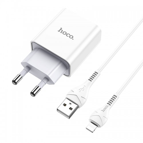 Адаптер мережевий Hoco Lightning cable Asombroso C81A |1USB, 2.1A| white