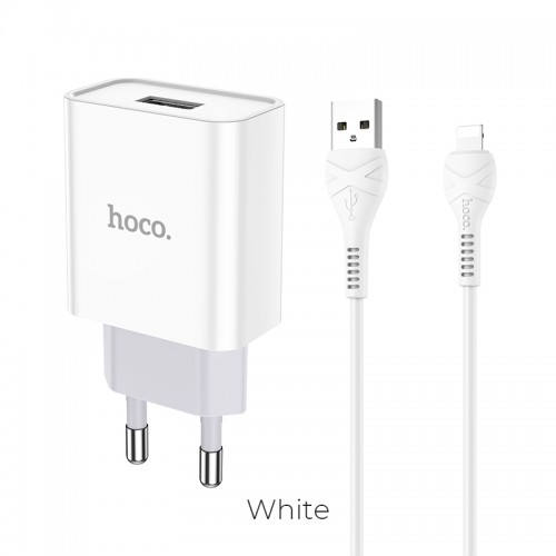 Адаптер мережевий Hoco Lightning cable Asombroso C81A |1USB, 2.1A| white