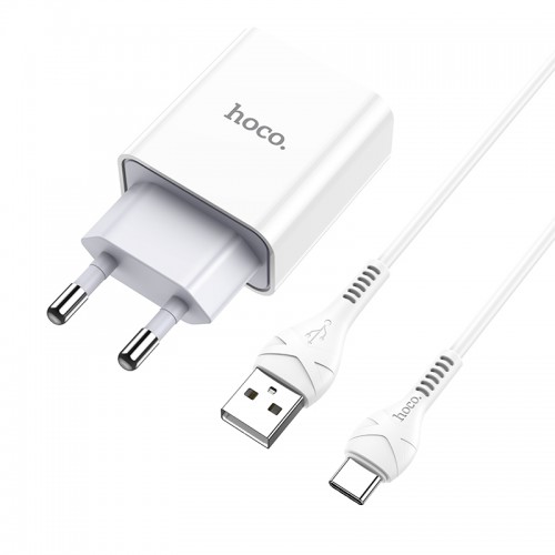 Адаптер мережевий Hoco Type-C cable Asombroso C81A |1USB, 2.1A| white
