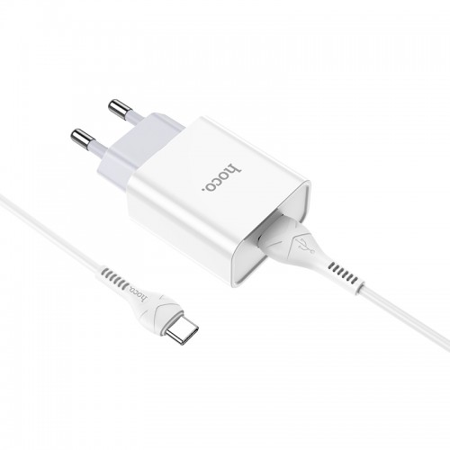 Адаптер мережевий Hoco Type-C cable Asombroso C81A |1USB, 2.1A| white