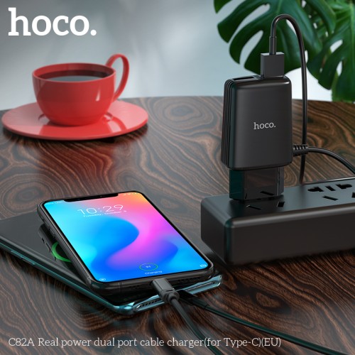 Адаптер сетевой HOCO Type-C cable Real power C82A |2USB, 2.4A|
