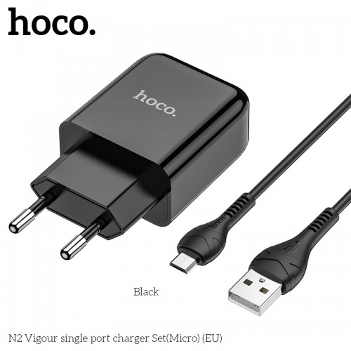 Адаптер сетевой HOCO Micro USB cable Vigour N2 |1USB, 2.1A| (Safety Certified)