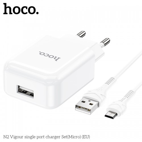 Адаптер сетевой HOCO Micro USB cable Vigour N2 |1USB, 2.1A| (Safety Certified)