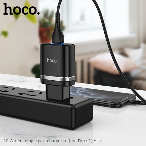 Адаптер мережевий Hoco Type-C Cable Ardent charger set N1 |1USB, 2.4A, 12W| (Safety Certified) white