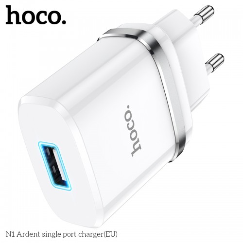 Адаптер сетевой HOCO Ardent single port charger N1 |1USB, 2.4A, 12W| (Safety Certified)