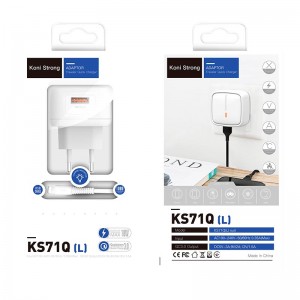 Адаптер мережевий Koni Strong Lightning cable KS71Q (L) |1USB, 3A, QC| white
